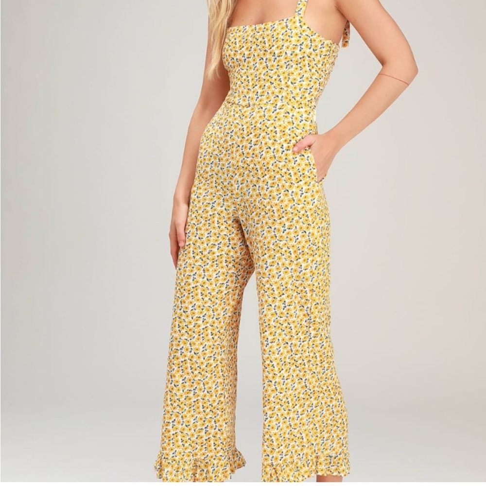 Faithfull the Brand Yellow Floral Frankie Jumpsuit
